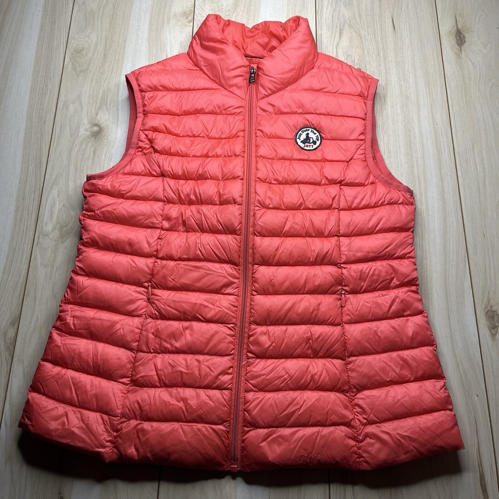 Jott Vest Down Insulated Puffer Vest Zip Pockets Full Zip Coral Women's Small
